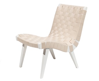 Jens Risom-Style White Painted Lounge Chair, white fabric webbing, h. 29 1/2 in., w. 20 1/4 in., d.
