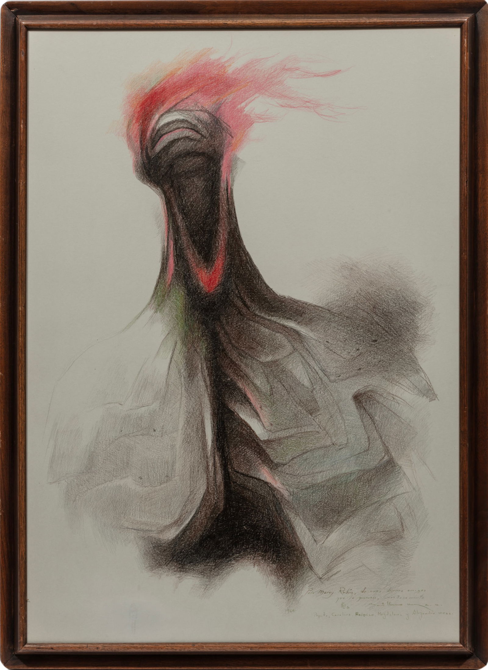 Guillermo Meza, Mexican 1917-1997, ?La Oraci?n?, pastel, color pencil and graphite on paper laid on (1 of 2)