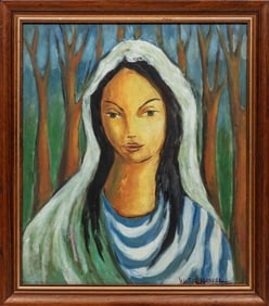 Víctor Manuel, Cuban 1897-1969, “Retrato de Mujer", oil on masonite, 26 1/4 x 22 5/8 in.