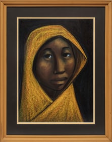 Arturo Nieto, Ecuadorian 1933-1995, "Mujer con Rebozo Naranja", "Mujer con Rebozo Amarilla" and