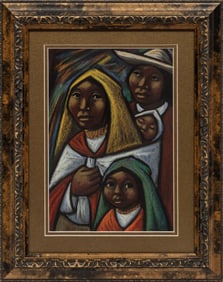 Arturo Nieto, Ecuadorian 1933-1995, ?Familia? and ?Madre y Hijo?, 2 pastel and mixed medias on