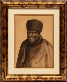 Gerard Bhengu, South African 1910-1990, ?Hunter?, ?Princess? and ?Smiling Man?, 2 watercolors on