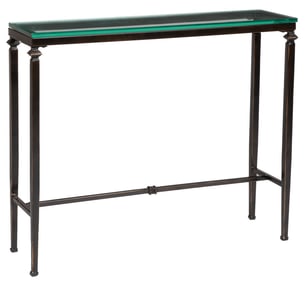 Contemporary Patinated Metal and Glass Console Table