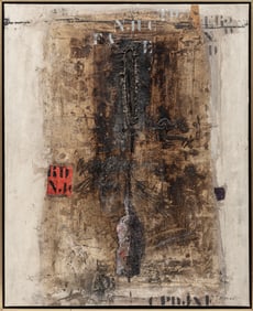 James Coignard, French 1925-2008, ?Mannequin Sous Ouverture?, mixed media on canvas, 39 3/8 x 31 7/8