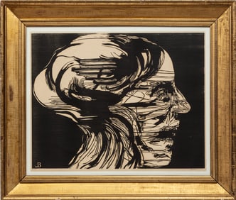 Leonard Baskin, American/New Jersey 1922-2000, "Agonized", woodcut, 24 x 20 1/8 in. (61 x 51.1 cm.),