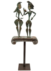 Maria Luisa Campoy, Spanish b. 1945, ?Adam and Eve?, bronze and mixed media, 38 3/4 x 24 1/4 x 8 1/2