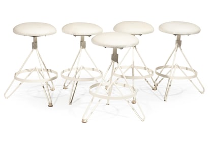 Five Doorman Design "Earhart" Swivel Barstools