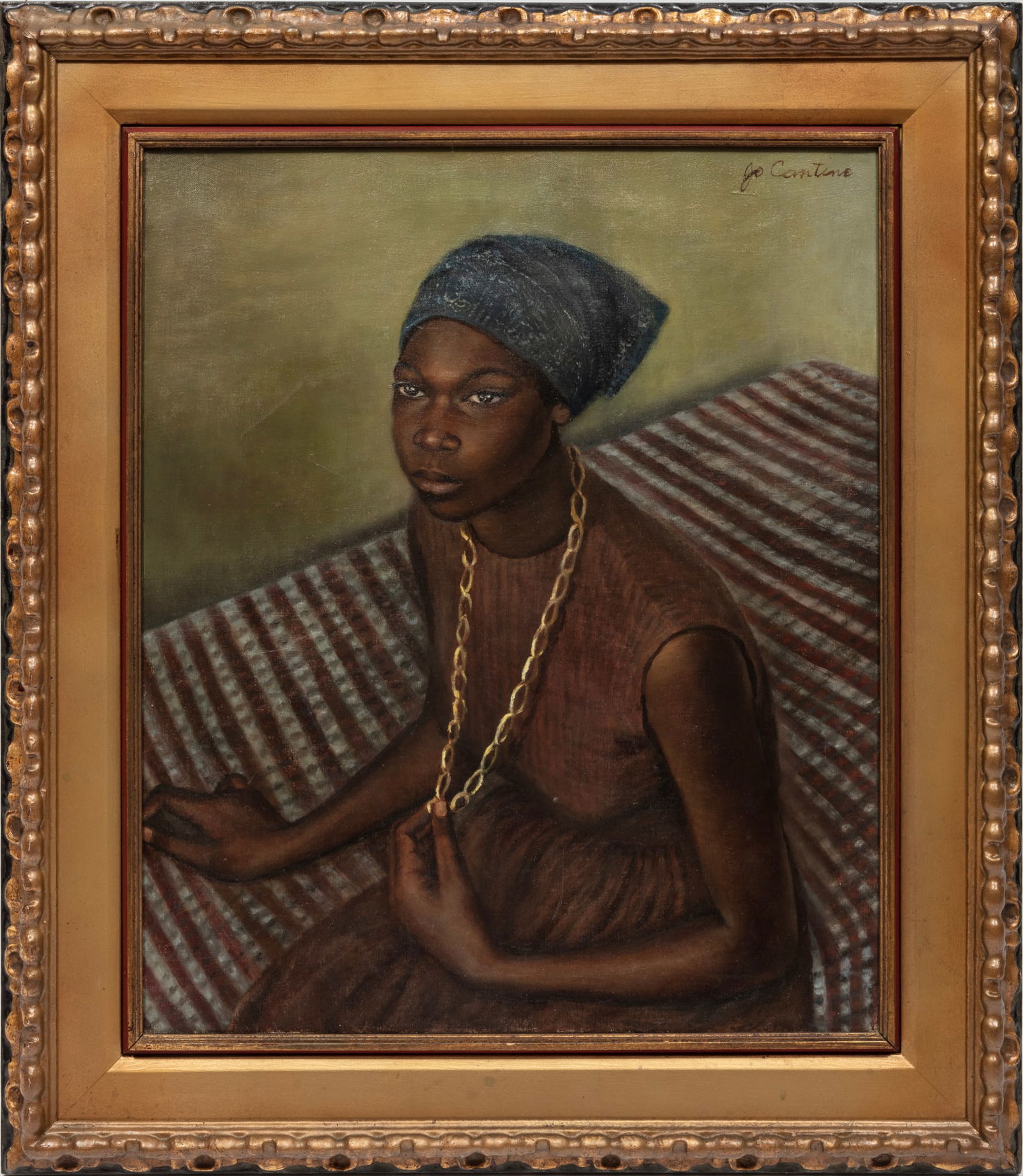 Jo Cantine, American/New York 1893-1987, ?Portrait of a Young Woman?, oil on canvas, 24 x 20 in. (61 (1 of 3)