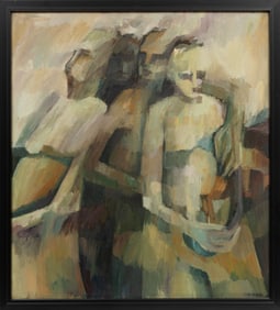 V. M. Yale, American 20th c., ?Four Figures?, oil on canvas, 40 x 36 in. (101.6 x 91.4 cm.), Frame: