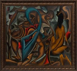 Gus Nall, American/Illinois 1919-1995, ?Untitled: Figures?, oil on canvas, 36 x 39 in. (91.4 x 99.1