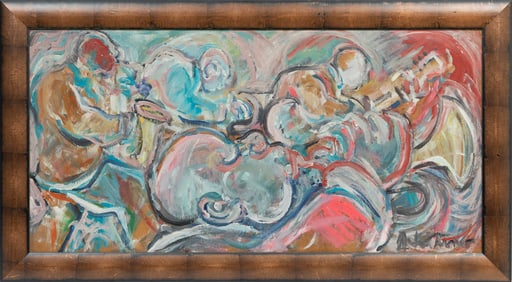 Andrew Turner, American/Pennsylvania 1944-2001, ?Pastel Jazz?, acrylic on board, 24 x 48 in. (61 x