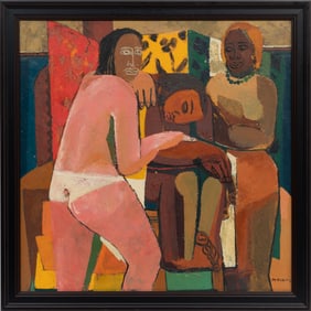 Alwyn Walter "Walt" Peregoy, American/California 1925-2015, ?Untitled: Together?, oil on canvas, 30
