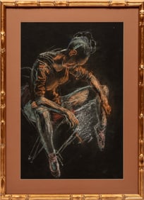 American School 20th c., ?Modernist Ballerina?, pastel on paper laid on foamcore, 24 3/4 x 16 1/2