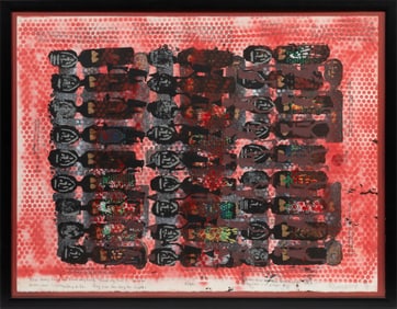 Morgan Monceaux, American/Louisiana b. 1945, ?Lower Level of a Slave Ship?, oil, graphite and mixed
