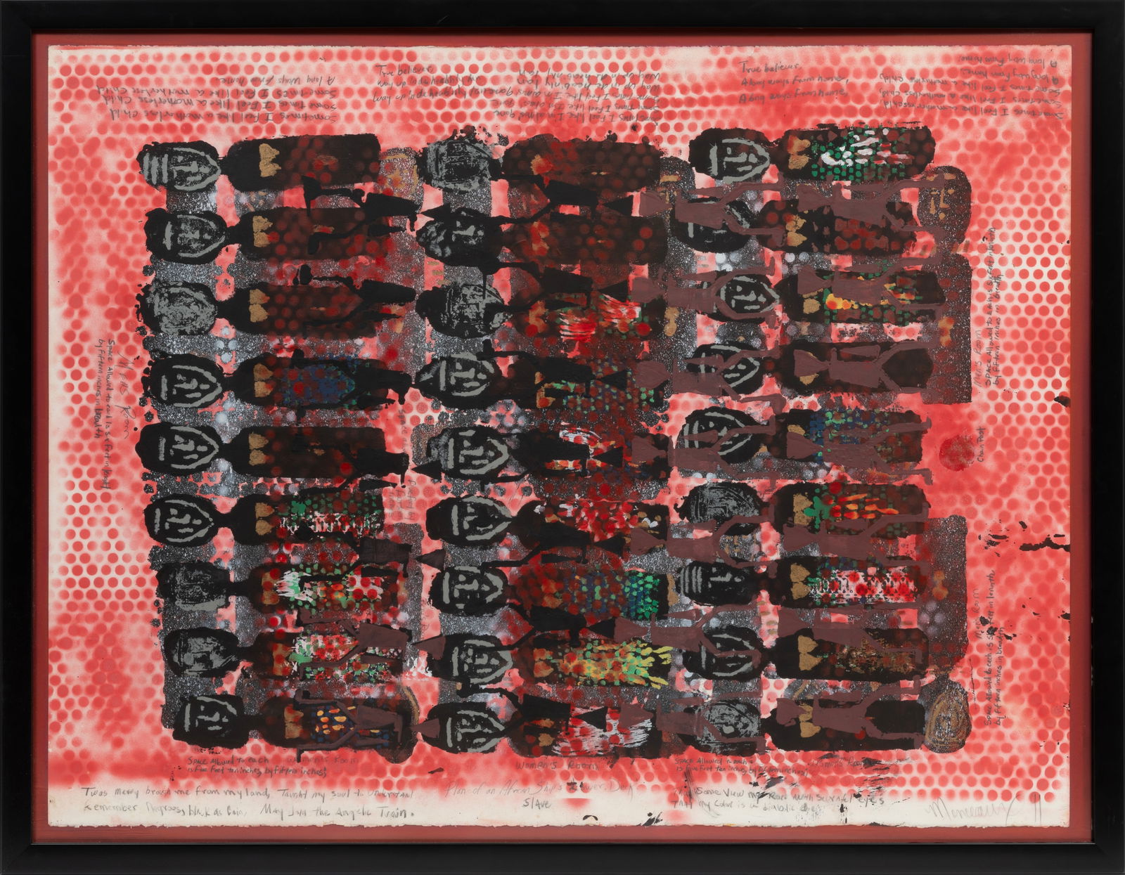 Morgan Monceaux, American/Louisiana b. 1945, ?Lower Level of a Slave Ship?, oil, graphite and mixed (1 of 2)