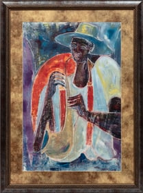 William Tolliver, American/Louisiana 1951-2000, ?Musician?, mixed media on paper, 39 1/4 x 27 3/4