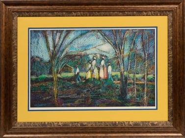 William Tolliver, American/Louisiana 1951-2000, ?Going to Church?, lithograph, 22 1/2 x 36 1/4 in.