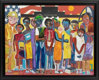 George Hunt, American/Tennessee 1933-2020, ?America Cares/Little Rock Nine?, hand-enhanced giclee on