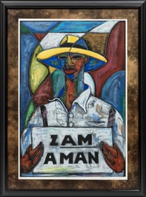 George Hunt, American/Tennessee 1933-2020, ?I AM A MAN No. 1?, serigraph, 34 x 23 in. (86.4 x 58.4