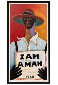 George Hunt, American/Tennessee 1933-2020, ?I AM A MAN No. 2?, serigraph, Sheet: 50 x 24 in. (127 x