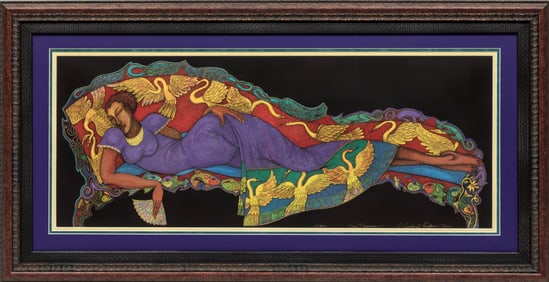Charles Bibbs, American/California b. 1948, ?Day Dreamer?, lithograph on watercolor paper, Sight: 16
