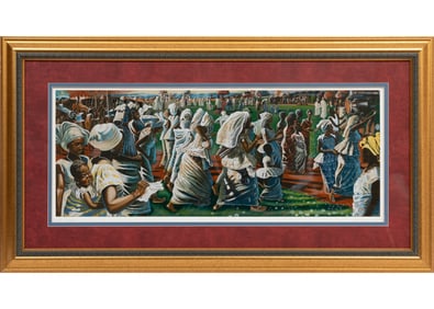 John Biggers, American/Texas 1924 -2001, ?Jubilee: Ghana Harvest Festival?, lithograph on paper, 23
