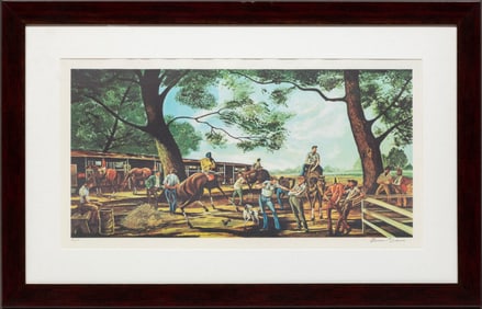 Ernie Eugene Barnes, Jr., American/California 1938-2009, ?The Backstretch?, lithograph, Sheet: 15