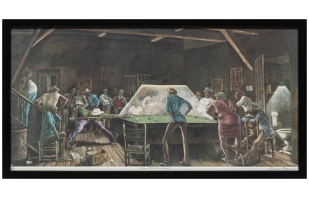 Ernie Eugene Barnes, Jr., American/California 1938-2009, ?Main Street Pool Hall?, offset lithograph,