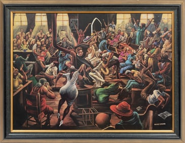 Ernie Eugene Barnes, Jr., American/California 1938-2009, ?The Gospel Truth?, offset lithograph on