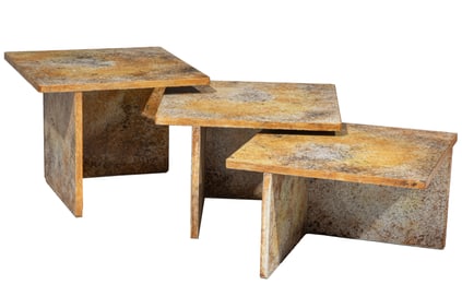 Three French Modern Ceramic Nesting Tables