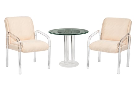 Contemporary Acrylic and Glass Table and Chairs