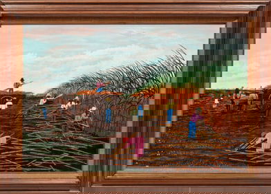 Marcel Stockmans, Belgian/Mississippi 1936-2009, ?Cutting Sugar Cane?, acrylic on masonite, 24 x 36