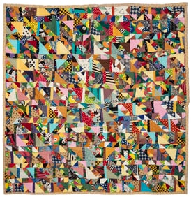 Anna Williams, American/Louisiana 1927-2010, ?Quilt?, cotton and synthetic fabrics, 57 x 55 1/2 in.