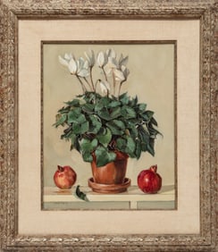 Adele "Della" Watkins Roberts, American/Virginia 1929-2008, ?Cyclamen and Pomegranates?, oil on