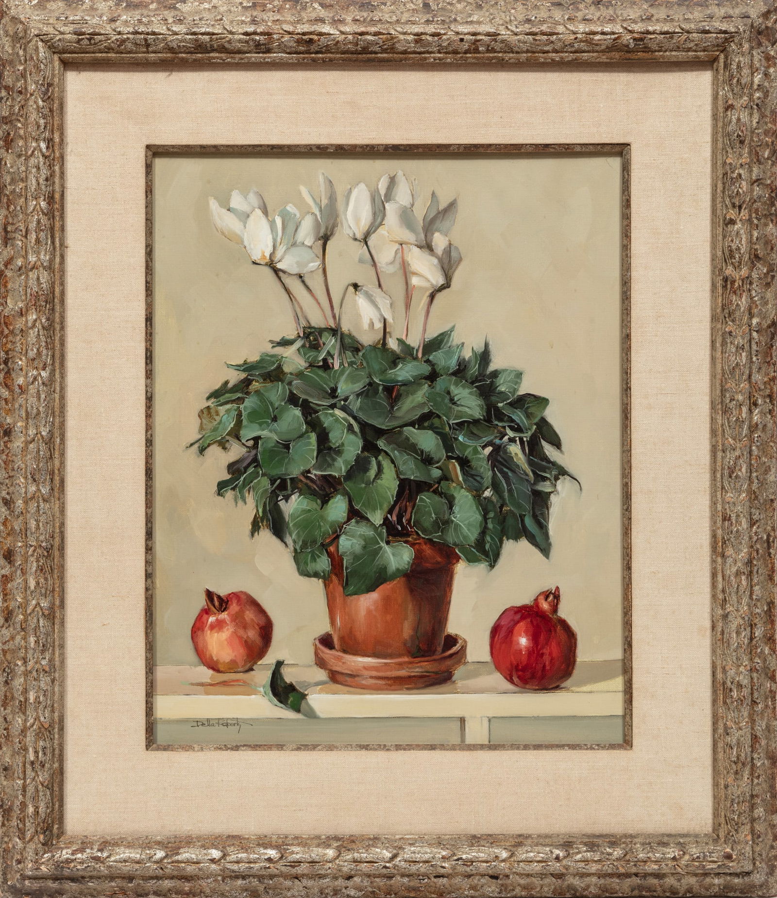 Adele "Della" Watkins Roberts, American/Virginia 1929-2008, ?Cyclamen and Pomegranates?, oil on (1 of 3)