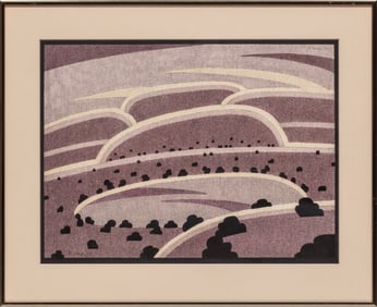 Robert Gordy, American/Louisiana 1933-1986, "Landscape with Hills and Lake (Study for Mountain