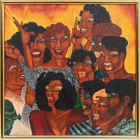 Douglas Bourgeois, American/Louisiana b. 1951, ?Gospel Singers?, oil on canvas, 32 x 32 in. (81.3 x