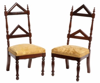 Near Pair of Masonic Mahogany Child's Chairs