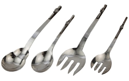 Four Mexican Sterling Silver Serving Pieces