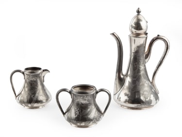 American Aesthetic Movement Silverplate Three-Piece After-Dinner Coffee Set