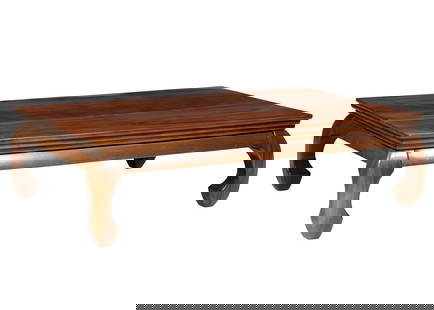 Two Asian-Style Carved Hardwood Low or Coffee Tables: Two Asian-Style Carved Hardwood Low or Coffee Tables, 20th c.,large 16 x 36 1/2 x 61 in. (40.6 x 92.7 x 154.9 cm.), small 17 x 22 x 28 in. (43.2 x 55.9 x 71.1 cm.)