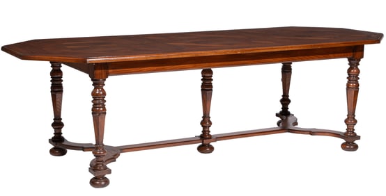 William and Mary-Style Parquetry Carved Oak Table