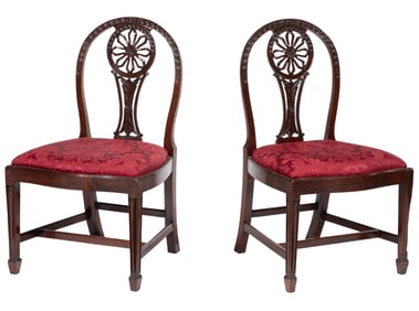 Pair of George III-Style Mahogany Wheelback Sidechairs