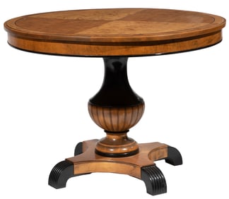 Biedermeier-Style Fruitwood and Ebonized Center Table