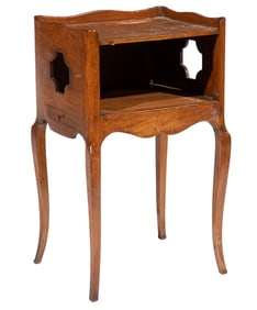 French Provincial-Style Carved Walnut Petite Side Table