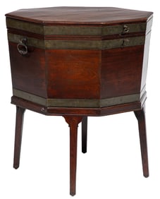 George III Brass-Bound Mahogany Cellarette on Stand