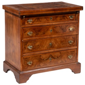 Georgian-Style Burl Walnut Bachelors Chest