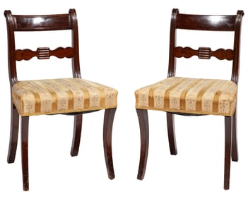 Pair of Regency-Style Carved Mahogany Sidechairs