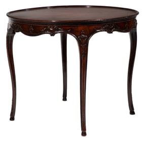 Georgian-Style Burl and Carved Walnut Center Table