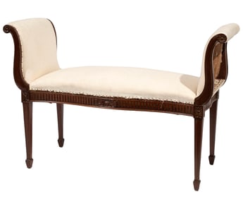 Adams-Style Carved Mahogany Window Bench